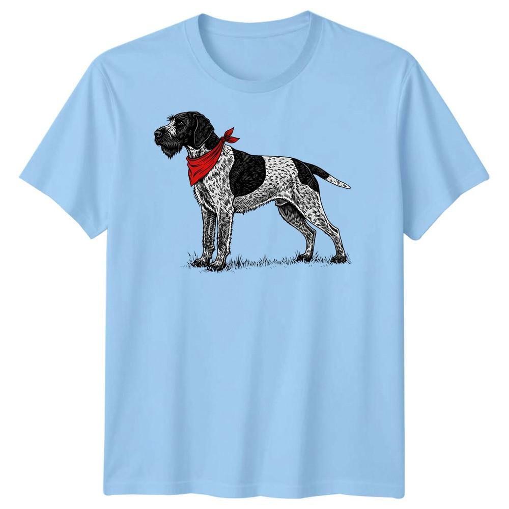 Gerunisex Wirehaired Pointer Dog Breeds Animals Unisexs TShirt Red Bandana S