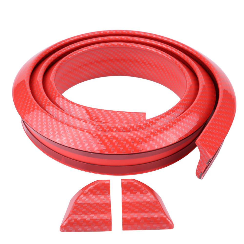 1.5mCelsius4.9ft Carbon   Soft Rubber Car Rear Roof   Spoiler Wing Lip Sticker Red