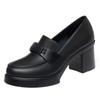 Fashion High Heels Spring New Thick Heels Mother's Shoes Deep Mouth Single Shoes For Women Thick Sole Hosting Etiquette Leather Shoes