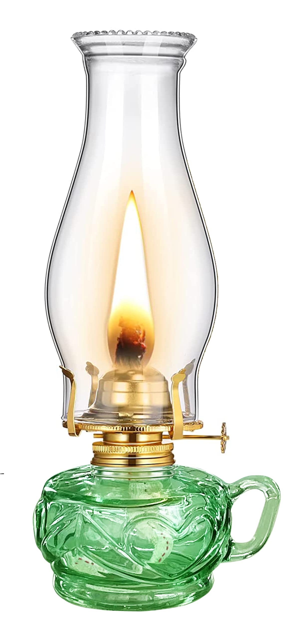 

Cywinfow Handmade Kerosene Lamp Lantern, Vintage Kerosene Lamp, Paraffin Oil Lamp L392 (Green - Gold)