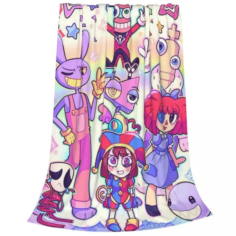 Anime The Amazing Digital Circus Decken aus Fleece für Frühling und Herbst, multifunktional, ultraweich, Überwurfdecke für Sofa, Reise, Tagesdecke