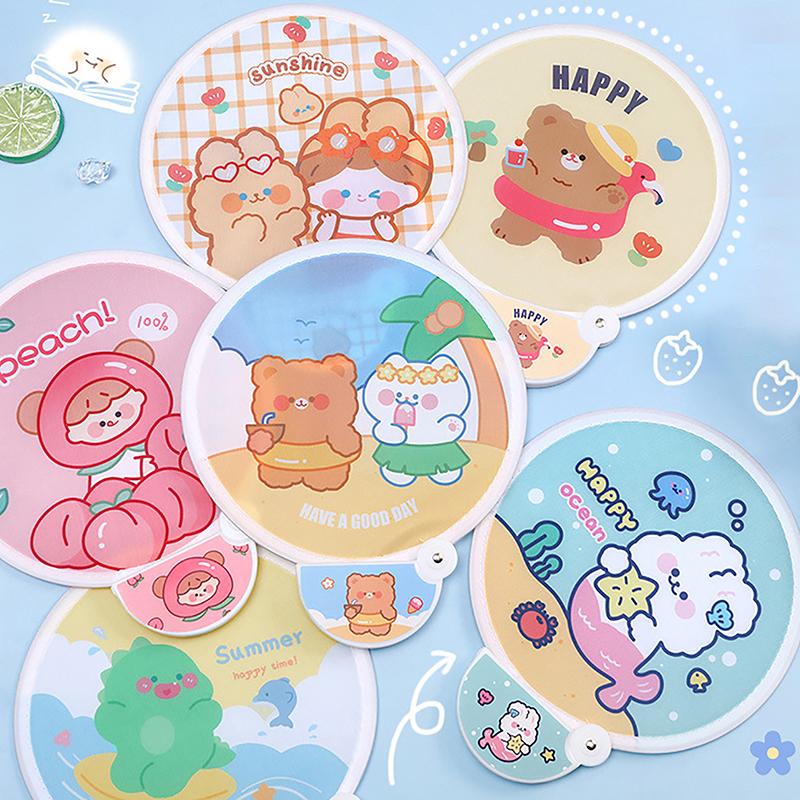 

Складной милый мультяшный портативный складной вентилятор креативный летний маленький свежий прохладный вентилятор ручной вентилятор круглый карманный вентилятор