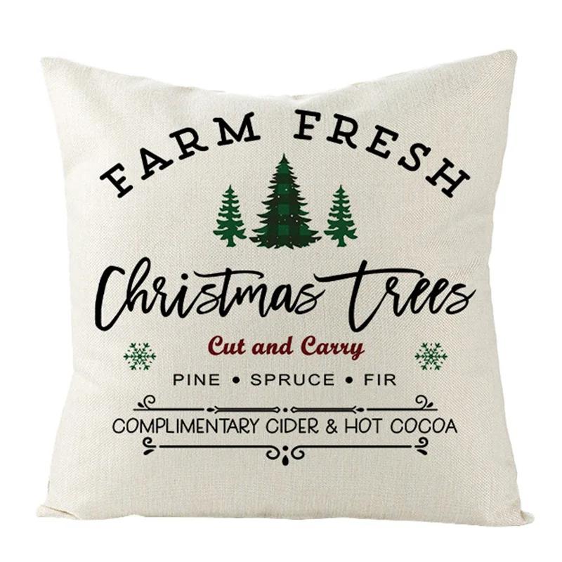 Christmas Pattern Linen Square Throw Pillow Case Sofa Decorative Cushion Cover Pillow Cover Fundas De Cojin 45X45Cm