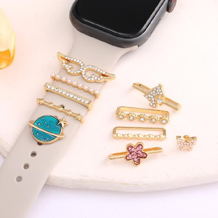 Fashion Shimmering Floral Metal Detachable Band Charm For Smartwatch Accessories Stylish Crystal Embellished Wrist Decor