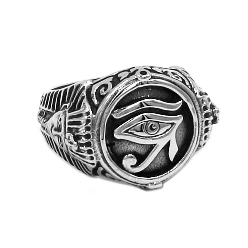 Egyptisch Oog van Horus Ra Udjat Amulet Ring Roestvrij Staal Ring Egypte Farao Toetanchamon Kruisring Heren Cadeau SWR0741