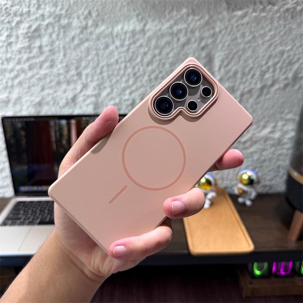Coque de téléphone magnétique de luxe ultra fine mate pour Samsung Galaxy S25 Ultra S24 S23 S22 Plus S21 FE Couleur unie Dos rigide en PC