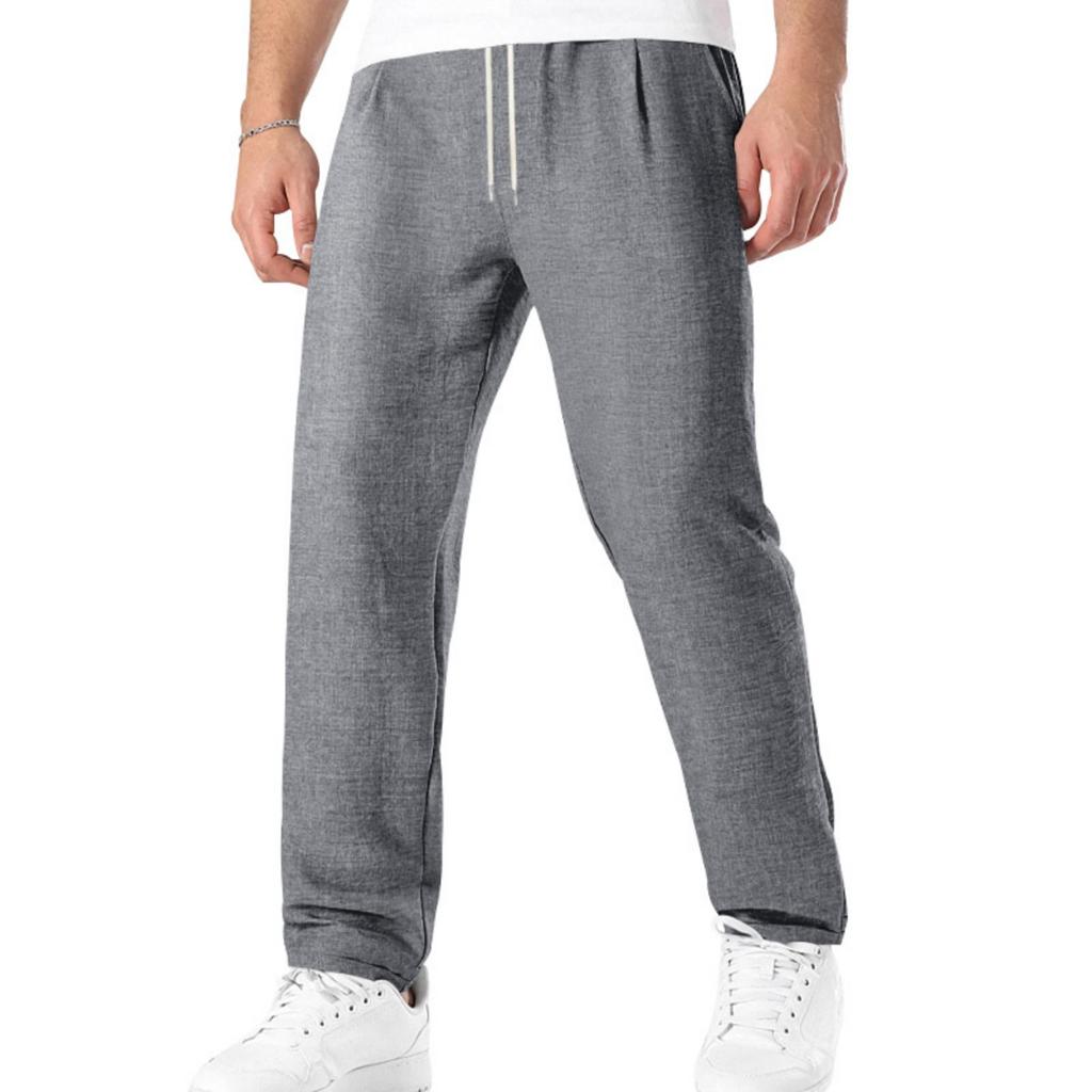 Men's Loose Fit Lounge Pants with Drawstring Waist Breathable Straight Leg Casual Sports Trousers for Home and Outdoor Wear