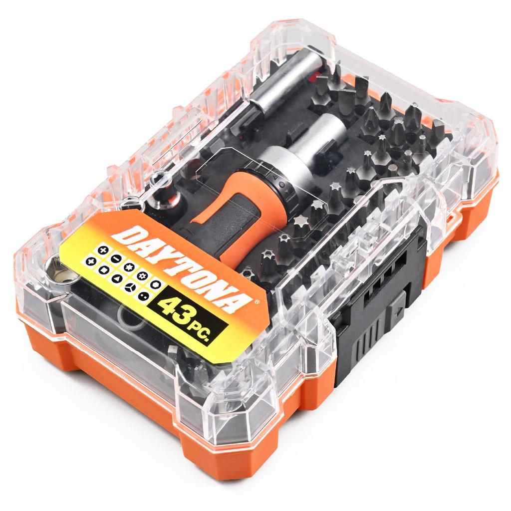 Daytona Motorcycle Tool Compact Ratchet Socket Magnetic Bit Holder Socket Mini Tool 43 61371 Set, Driver, 1/4-Inch Compatible, & Adapter, Set, Pieces,