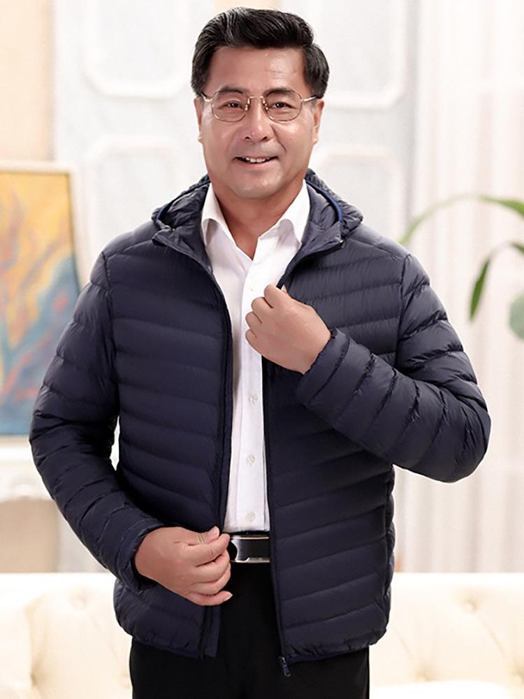 Men's Lightweight Down Jacket - Midlife & Senior, Plus Size, Short, Autumn/Winter Coat