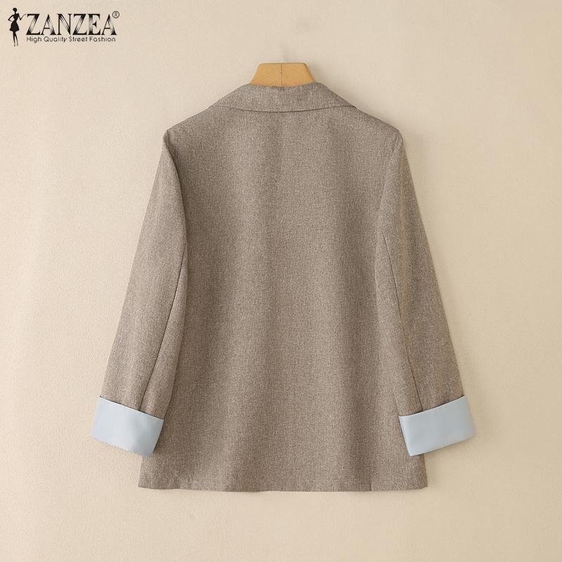 ZANZEA Womens Casual Notched Lapel Loose Long Sleeve Cardigan Thin Outwear