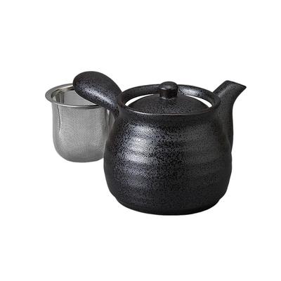 Ale-net Black Glazed Teapot (with Tea Strainer), 17.8 X 10.5 Cm, 500cc, Porcelain, Made In Japan, Stylish