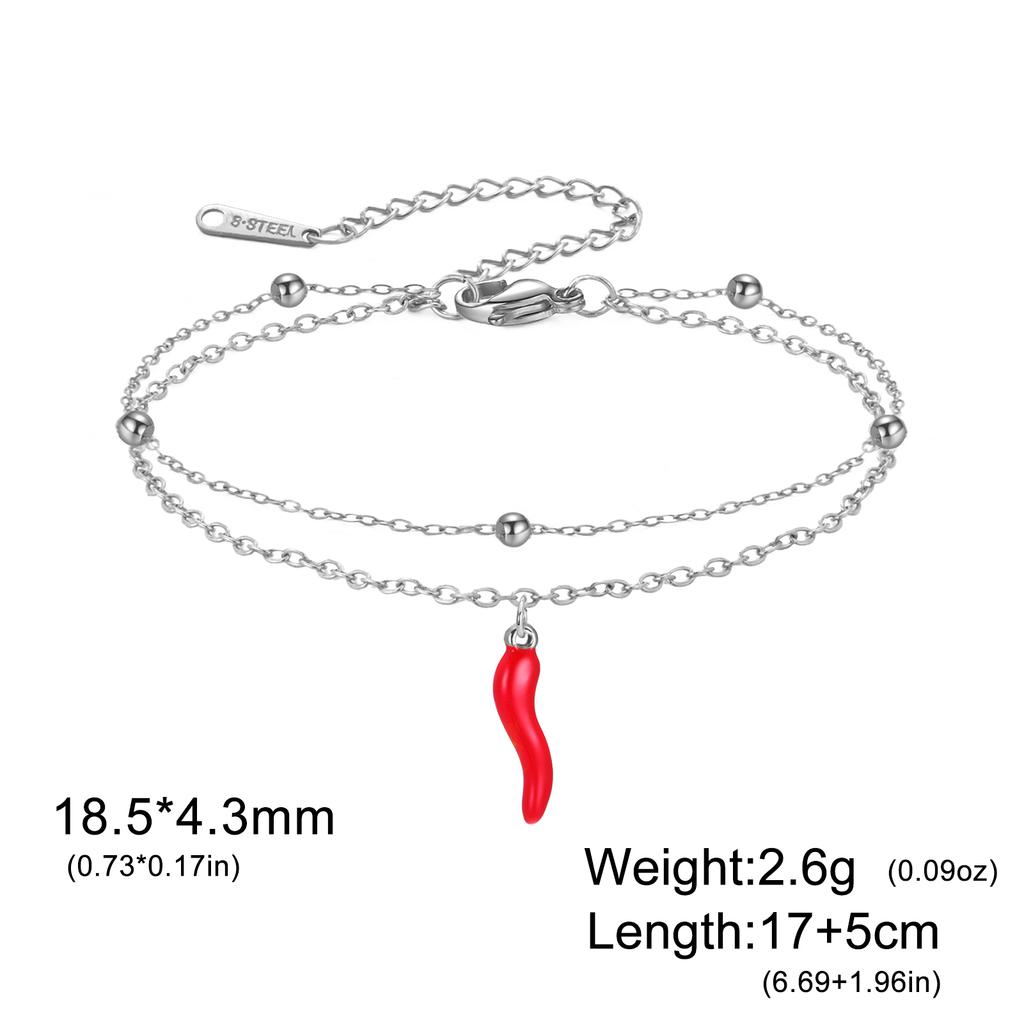 Stainless Steel Lucky Italian Horn Bracelets for Women Double Chain Beads Bracelets Protection Jewelry Birthday Gift 2026 New