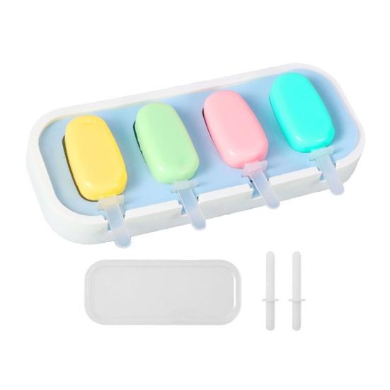 Popsicle Mold with Lid, Silicone Ice Cream Molds with 6 Sticks, 4 Cavities DIY Handmade Popsicle Mold for Making Cakesicles, Cake Pops, Ice Cream