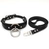 Choker Ring Collar PU Leather Black Silver [lalatia] Women's (Black & + Leash)
