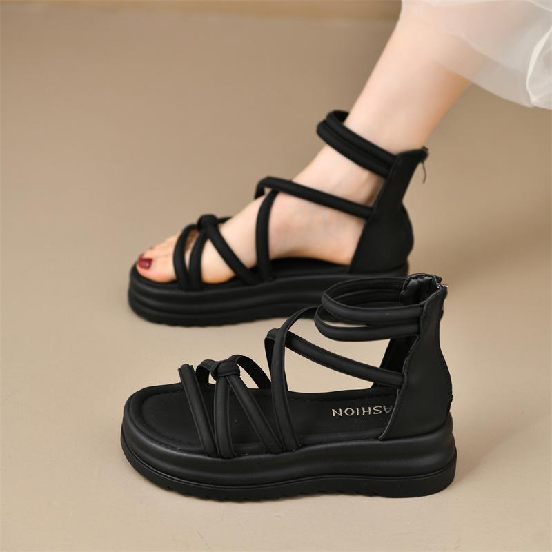 Platform Sandals Women's New Summer Fashion Versatile Design Sense Niche Temperament One-word Shoes