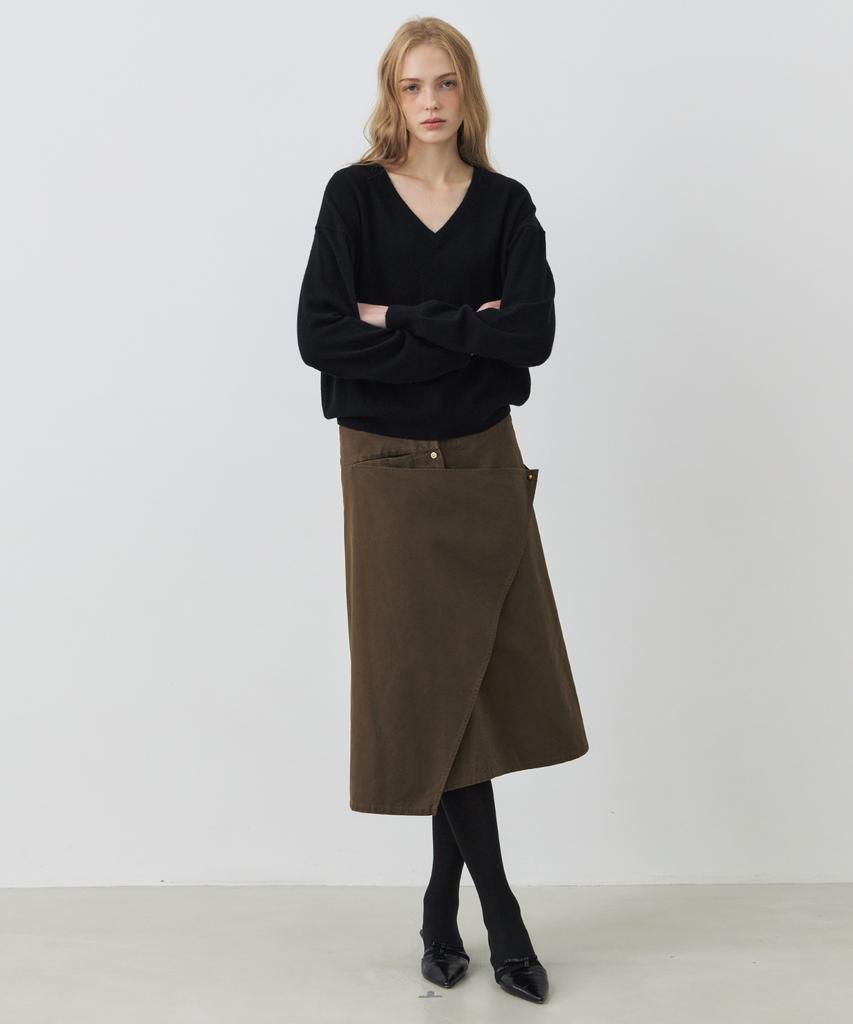 City Breeze Frame Wrap Skirt_Brown