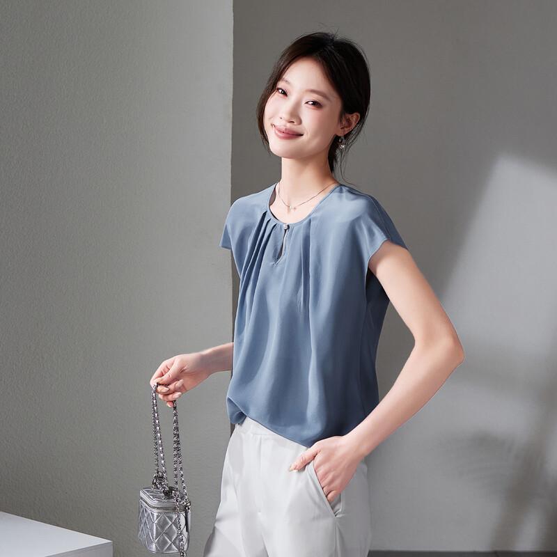 SOFSIL Women's Breathable Silk Short-Sleeve Blouse