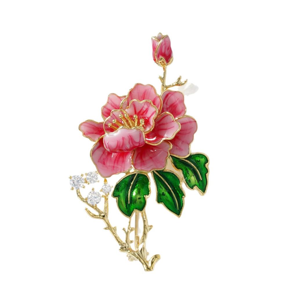 Bo Xin Yun Elegant Enamel Peony Brooch - Stylish Luxury Fashion Accessory
