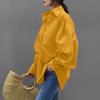 Turn-down Collar Single Breasted Anti-pilling Women Shirt Casual Lantern Sleeve Fashion Shirt Blouse Female Clothing