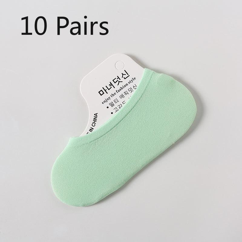 10 Pairs of  Women's Summer Ultra Thin Candy Color Versatile Breathable Silicone Invisible Boat Socks