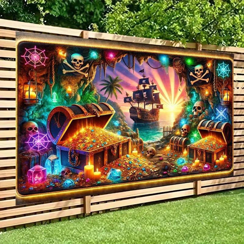 1 Pirate treasure cave polyester photography background multi-purpose holiday party birthday studio prop durable polyester