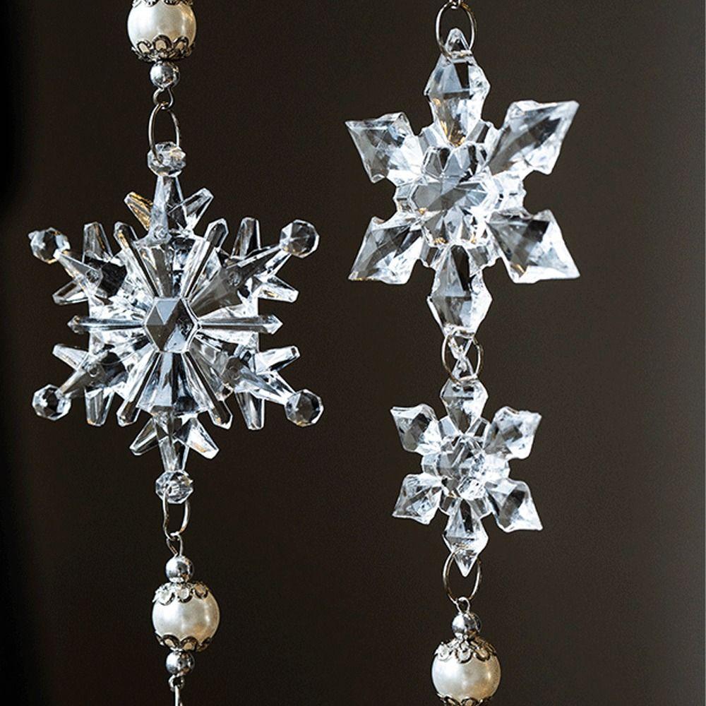 2pcs Acrylic Christmas Clear Snowflake Pendants  Home Xmas Decoration
