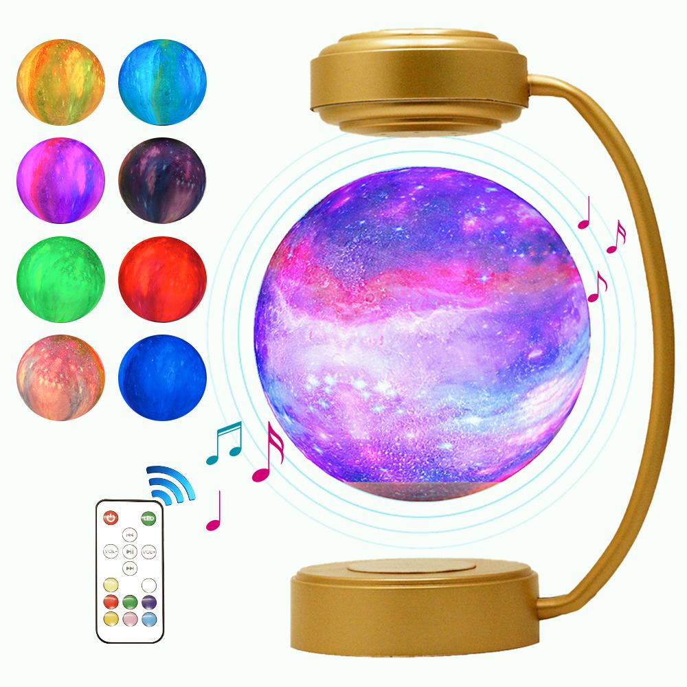 

CX-8802 Magnetic Levitation 3D Sphere Bluetooth-compatible Speaker Ambient Light Desktop Ornament,EU Plug C