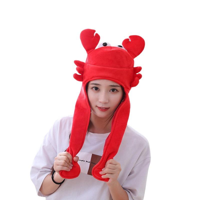 Crab Hood Hat with Moving Ears, Photo Props, Photo Props, Cartoon Hood Plush Hat