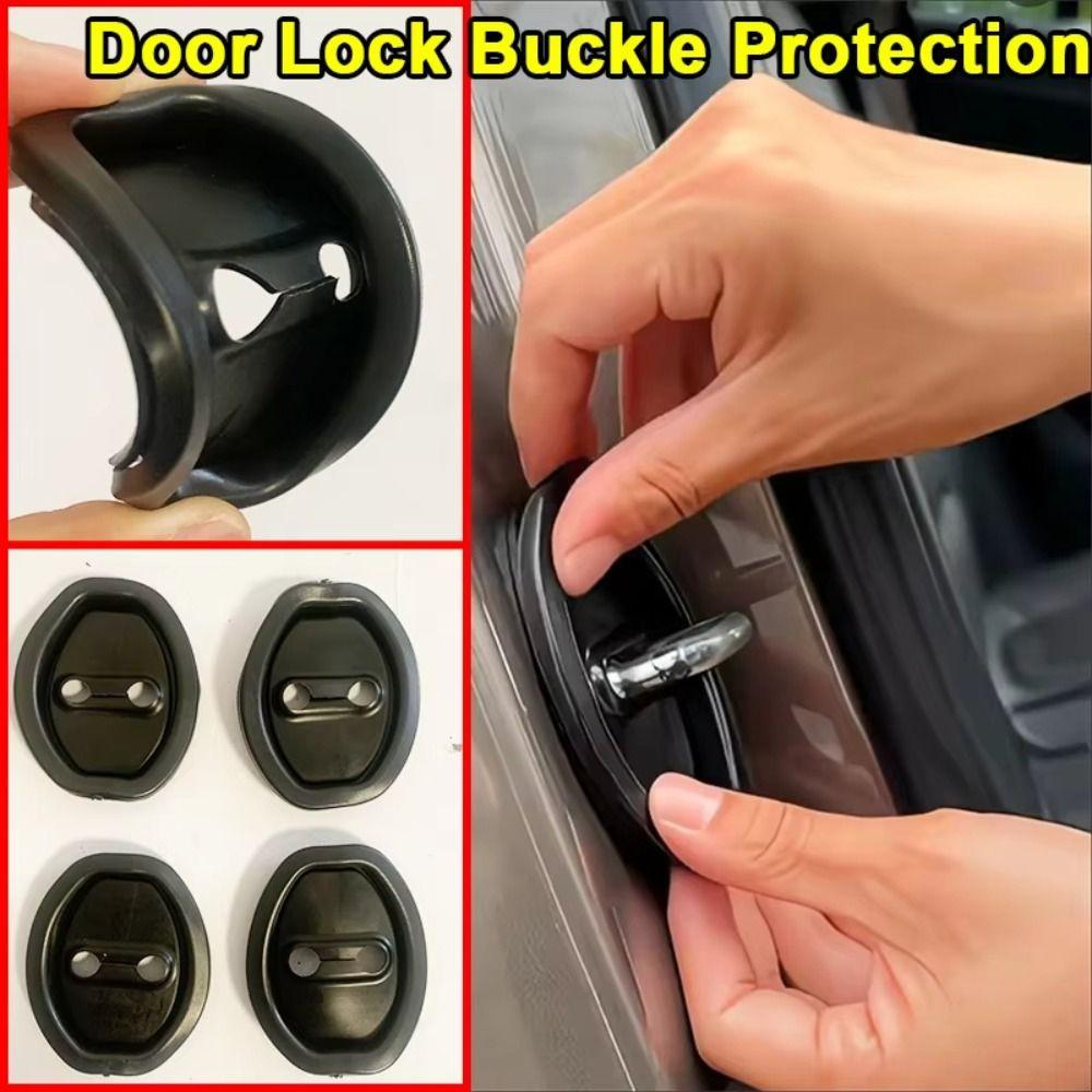 4Pcs Shock Absorbing Car Door Lock Pad Universal Fit Door Lock Protective Cushion  Lock Buckle