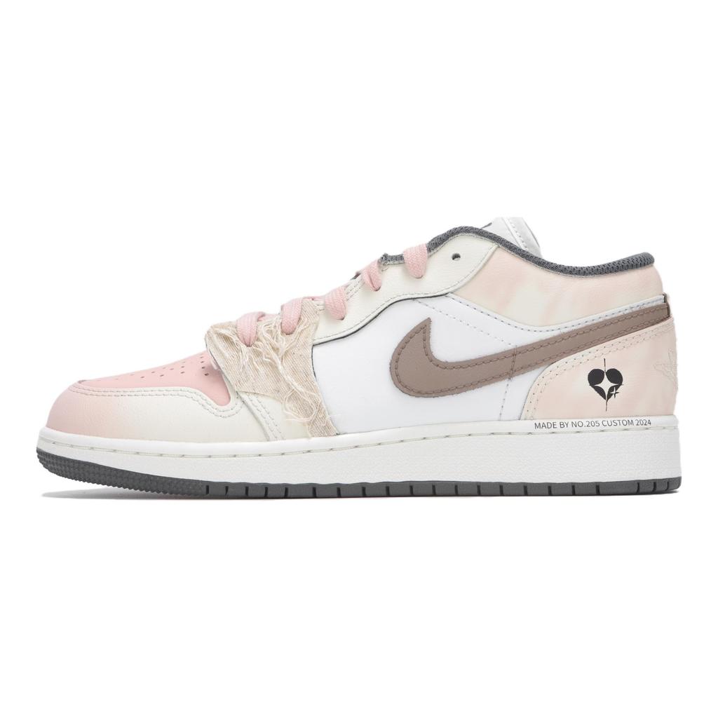 Jordan Air Jordan 1 Abrasion Resistant Low Top Vintage Basketball Shoes Men's Beige Pink 553558-044(Teamfour-)