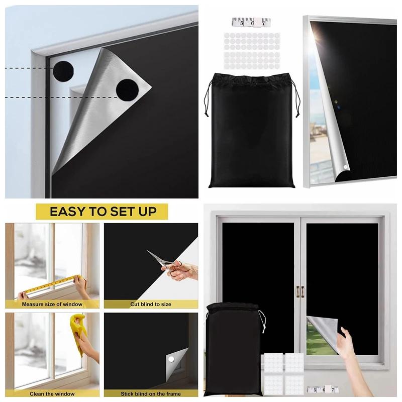 Copertura Oscurante 100% Tende Oscuranti Blocco Luce Più Oscuro Pellicola Privacy Anti Sguardo Casa Casa Vetro Colorato Tessuto Tenda Portatile Camera da Letto