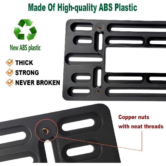 Aootf Front License Plate Mounting Kit- License Plate Bracket & Black Aluminum Car Tag Holder Cover Fit No Drilling Hole Front Bumper, Universal