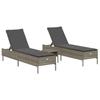VidaXL Ensemble de chaises longues avec coussins 3 pcs gris poly rotin, transat, lit de repos de jardin, meuble d'extérieur, 3284265