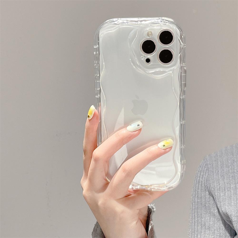 Korean Aesthetic Ice Cream Frame Case for iPhone 14 Plus 12 13 Mini 11 Pro Max X XR XS Max 7 8 6 6S Plus Cute Curly Wavy Cover