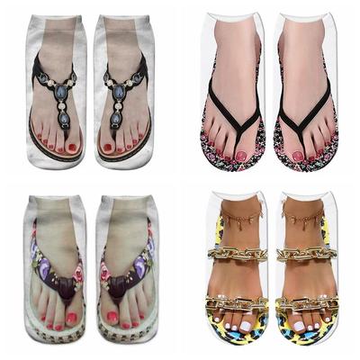 Socks Soft Unisex Novelty Socks Low Cut Ankle Sock 3D Print Ankle Socks Flip Flops Design Socks