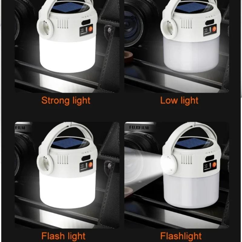 Solar LED COB Camping Lights Lightweight Camping Lantern USB/Solar Rechargeable Waterproof Lamp For Outdoor Home Hiking Night