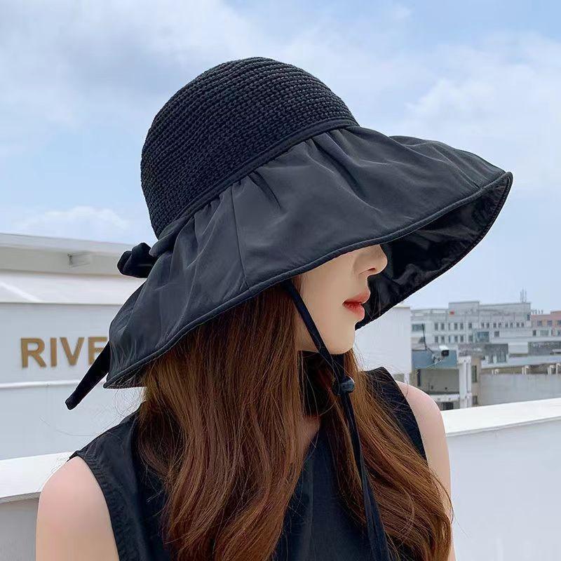 New bucket hat sun hat versatile sun hat big eaves hat bow face covering sun protection hat summer women