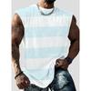 [Printed Design - Not Textured] Gradient Coconut Tree Print Men's Sleeveless Tank Top, Summer Beach Style Loose Fit Casual Fitness Vest, PLUS SIZE