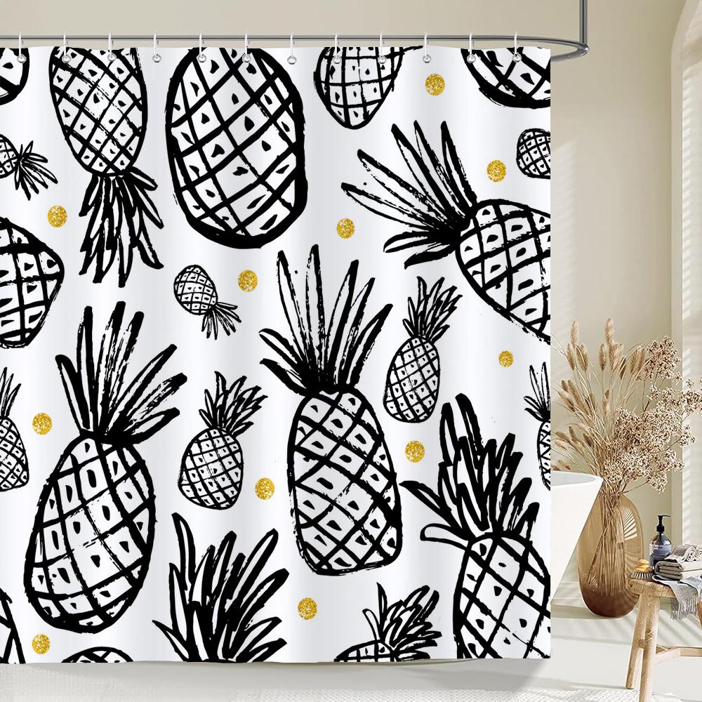 1 pack Minimalist art leaves printing shower curtain bathroom partition bathroom curtain with hooks home decorative curtain