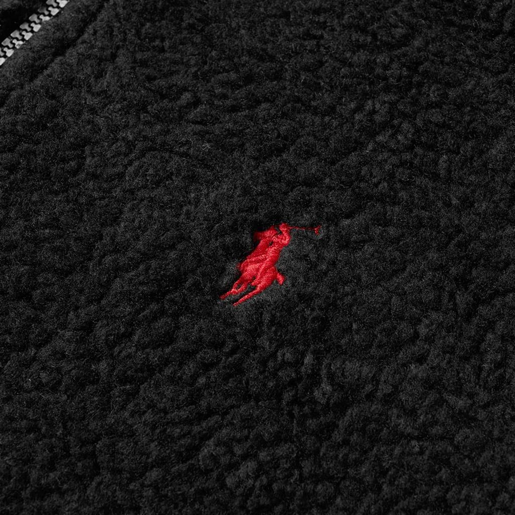 Polo Ralph Lauren FW24 Solid Color Striped Edge Small Pony Embroidered Zipper Long Sleeve Jacket Men Jackets Black MNPOKNI16820006-001