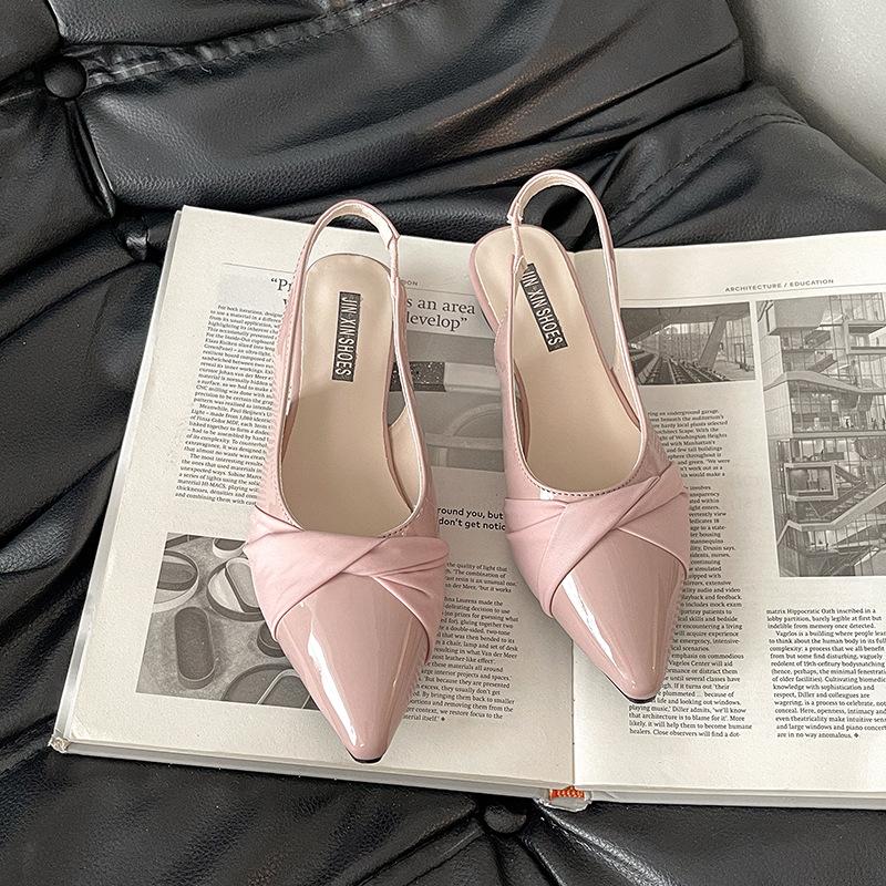 Beautiful Design, Pointed Back Strap, Wedge Heel, Bag Head Sandals, Girls' Pink Platform Shoes