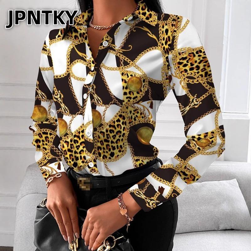 JPNTKY Women's Fashion Casual Long Sleeve POLO Neck Blouses & Shirts