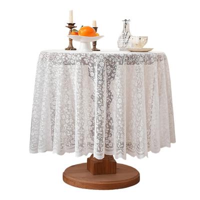 Stylish Floral Lace Round Tablecloth Table Cover Stains Resistant Fabric Multipurpose Use For Kitchen Office Wedding