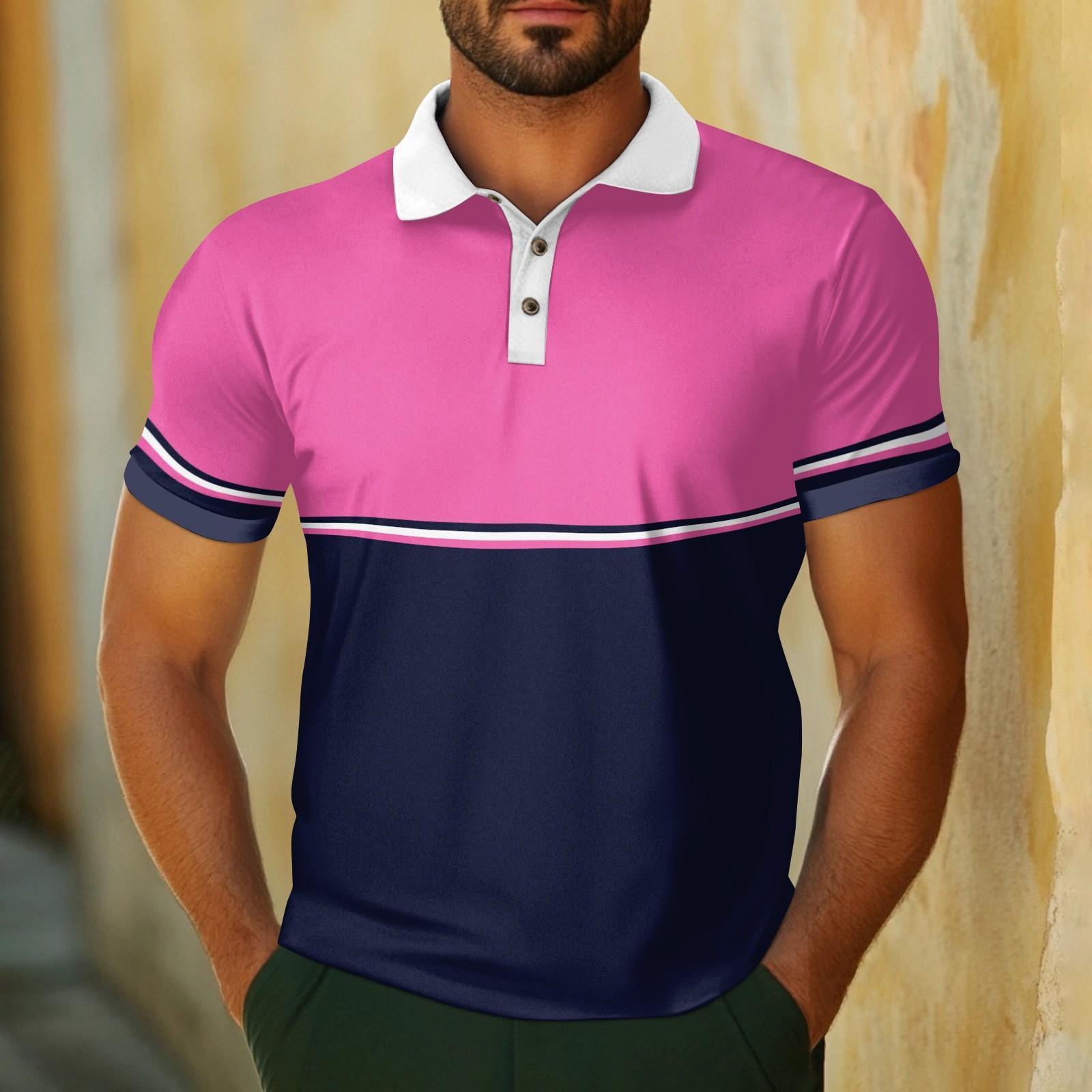 Men s Casual Breathable Short Sleeve Striped Plaid Printed  Shirt S