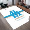 Olympique De Marseille Flannel Pattern Square Carpet,Area Rug,Carpet Rug for Living Room Bedroom Sofa Playroom Decor,Non-slip Floor Mat