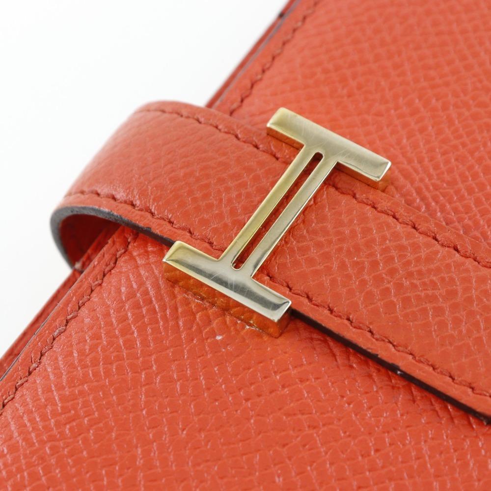Hermes Beansufla Purse Orange/Gold Hardware Epsom Women Used