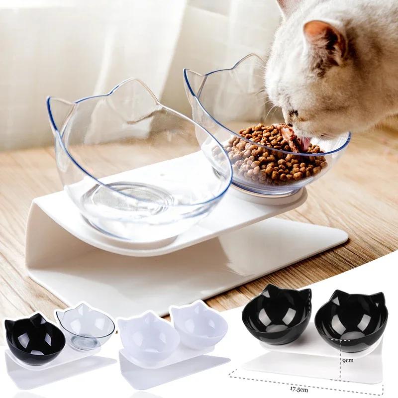 Cat Bowl Dog Bowl With Stand Double-layer Pet Feeding Cat Water Bowl Anti-slip Neck Guard Feeder Cat Food Container Pet Supplies