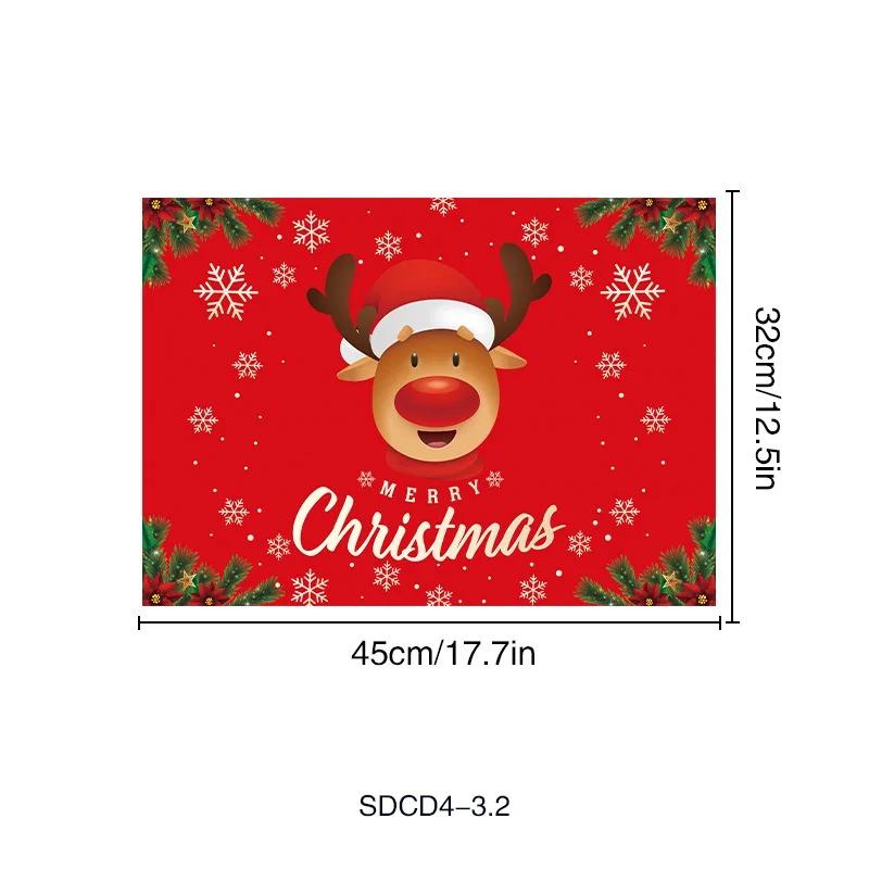 4/6/8pcs New Christmas Placemat Festival Decoration Set Santa Claus Linen Tableware Pads Tablecloth for Christmas Celebrations