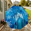 1pc Frozen Castle Snowflakes Automatic Folding Umbrella, Heavy Duty 8 Rib Iron Frame,  Suitable for Travel, Daily Use, Birthday, Decor Gift M0104006