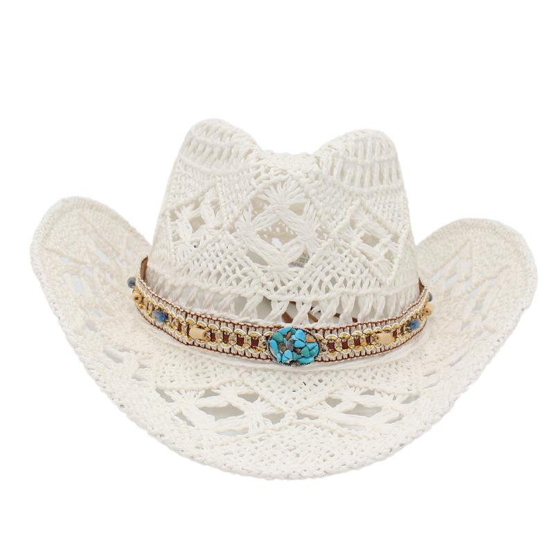 Ethnic Style Hollow Cowboy Hat Tibetan Tibetan Straw Hat Breathable And Cool American Warped Edge Foreign Trade Retro Top Hat